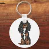 Porte-clés Cavalier King Charles Spaniel - Noir et Tan (Recto)