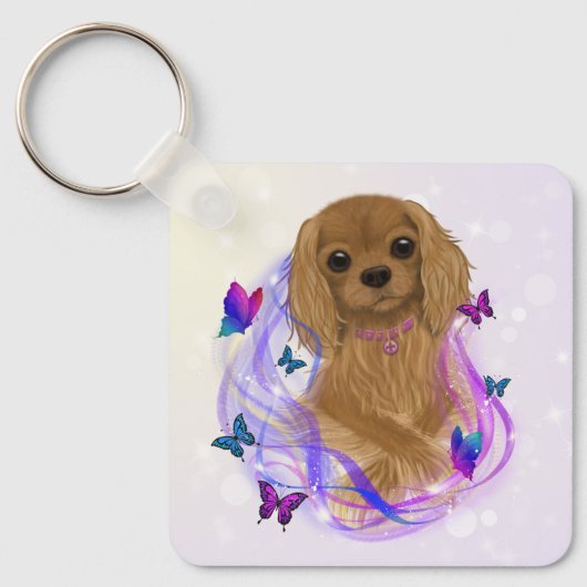 Porte-clés Cavalier King Charles Spaniel Rubis (Recto)