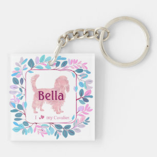 Porte-clés Cavalier rose pastel personnalisé Photo & Nom