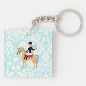 Porte-clés Cavalier turquoise de damassé (Dos)