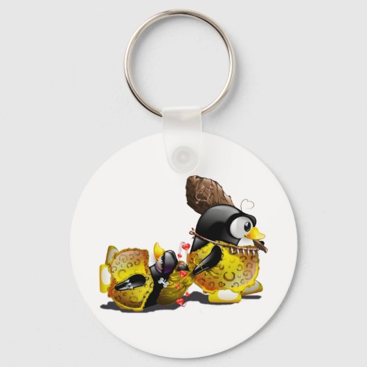 Porte-clés Caveman Tux en amour (Recto)