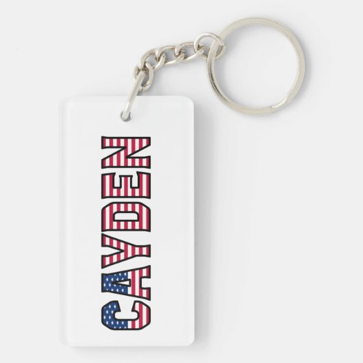 Porte-clés Cayden Nom Prénom U.S. Drapeau Adeptes Clés (Dos)