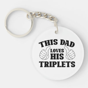 Porte-clés Ce papa aime ses triplés - Cadeau pour papa avec T