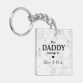 Porte-clés Ce papa appartient à avec Photo Script Nom des enf (Devant gauche)