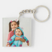 Porte-clés Ce papa appartient à avec Photo Script Nom des enf (Dos)