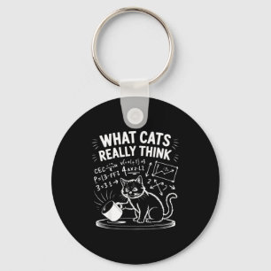 Porte-clés Ce que les chats pensent vraiment mème de chat drô