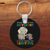 Porte-clés Ce qui vous rend différents Elephant Maman Autisme (Recto)