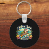 Porte-clés Cedar Key Floride Mignonne Tortue de Mer Surfant (Recto)
