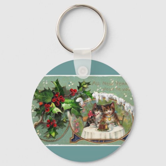 Porte-clés Célébration des chatons du Nouvel An (Recto)