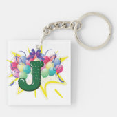 Porte-clés Celebration Monogram Letter J with Balloons (Dos)