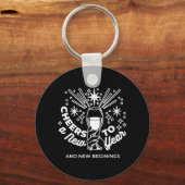 Porte-clés Célébrer les nouveaux débuts Vin Verre Illustratio (Recto)