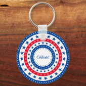 Porte-clés Célébrez les étoiles rouge, blanc et bleu (Verso)