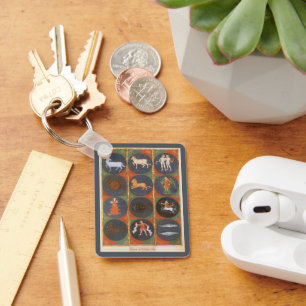 Porte-clés Céleste Vintage, Carte astrologique du zodiaque, 1