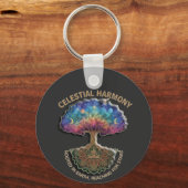 Porte-clés Celestial Harmony Tree - Cosmic Meditation Mandala (Recto)