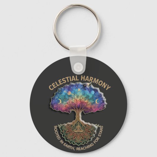 Porte-clés Celestial Harmony Tree | Cosmic Meditation Mandala (Recto)