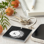 Porte-clés Celtic Knotwork Cercle de Lune Monogramme Noir Bla (Devant Droit)