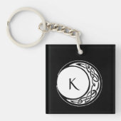 Porte-clés Celtic Knotwork Cercle de Lune Monogramme Noir Bla (Devant)