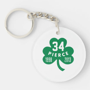 Porte-clés Celtics - Pierce 34 Retraité Numéro Clover (Vert)