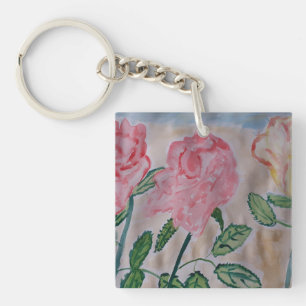 Porte-clés Cercle à clé acrylique pour Roses d'été Abstraits
