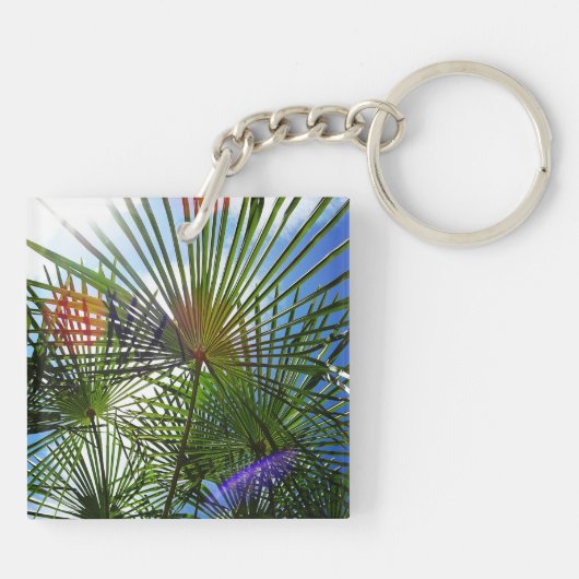 Porte-clés Cercle à clé de palmier paradisiaque tropical (Dos)