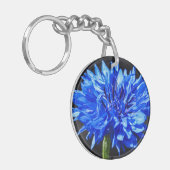 Porte-clés Cercle à double face de Cornflower bleu (Devant gauche)