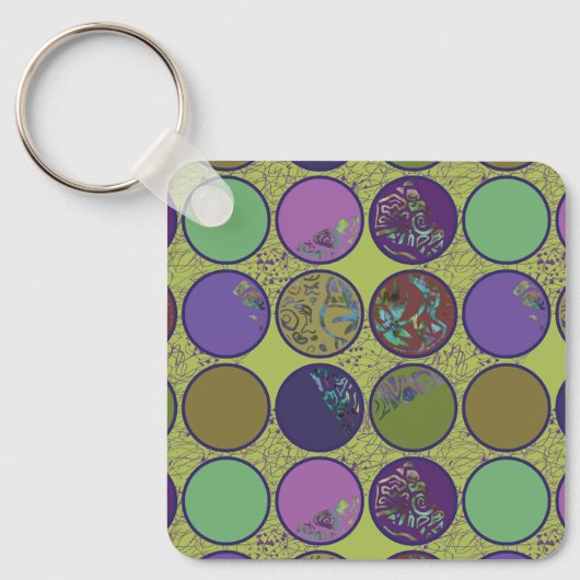 Porte-clés Cercle Abstrait Vert Violet (Recto)