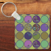 Porte-clés Cercle Abstrait Vert Violet (Recto)