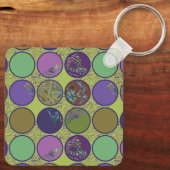 Porte-clés Cercle Abstrait Vert Violet (Verso)