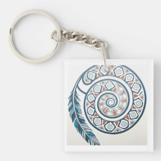 Porte-clés Cercle avec plume (Devant)