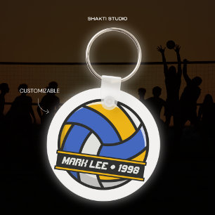 Porte-clés Cercle Bleu Jaune Équipe de Sport Volle