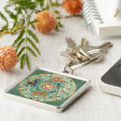 Porte-clés Cercle chinois antique bleu vert (Côté)