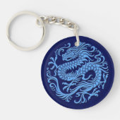 Porte-clés Cercle chinois bleu traditionnel de dragon (Devant)