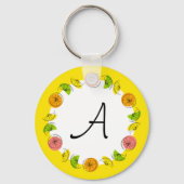 Porte-clés Cercle Citron Jaune Monogramme double face (Verso)