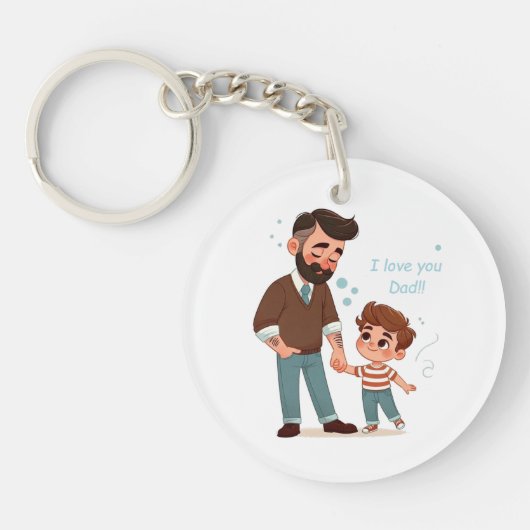Porte-clés Cercle clé avec dévouement papa. (Devant)