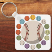 Porte-clés Cercle de baseball coloré (Recto)