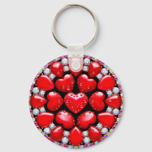 Porte-clés Cercle de bijoux Cœur Rouge