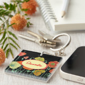 Porte-clés Cercle de clé acrylique florale des papillons oran (Devant Droit)