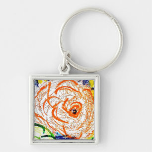 Porte-clés Cercle de clé Carré Premium Rosa jaune