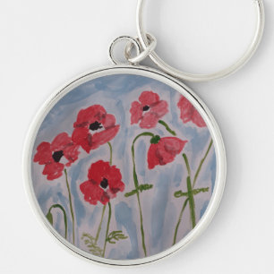 Porte-clés Cercle de clé Premium Wild Red Poppies