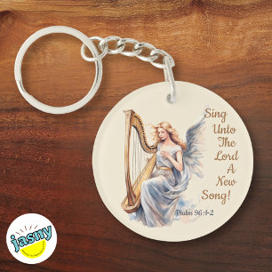 Porte-clés Cercle de Harpe d'ange céleste inspiré par Christi