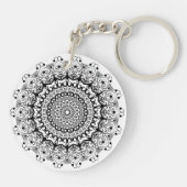 Porte-clés Cercle de mandala orné noir (Dos)