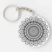 Porte-clés Cercle de mandala orné noir (Devant)