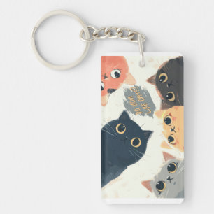 Porte-clés Cercle des chats mignons – Illustration de chat ka