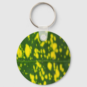 Porte-clés Cercle en métal jaune feuille verte