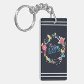 Porte-clés cercle floral dynamique girly "Enjoy Life" mots (Devant gauche)