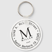 Porte-clés cercle monogramme initial et nom blanc (Recto)
