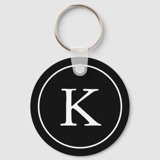 Porte-clés Cercle noir et blanc | Monogramme initial (Recto)