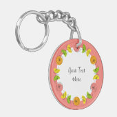 Porte-clés Cercle rose citrus Monogramme recto-verso (Devant gauche)