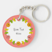 Porte-clés Cercle rose citrus Monogramme recto-verso (Dos)