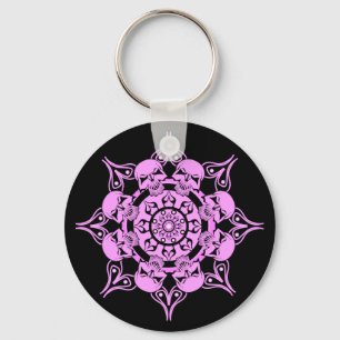 Porte-clés Cercle rose de crâne